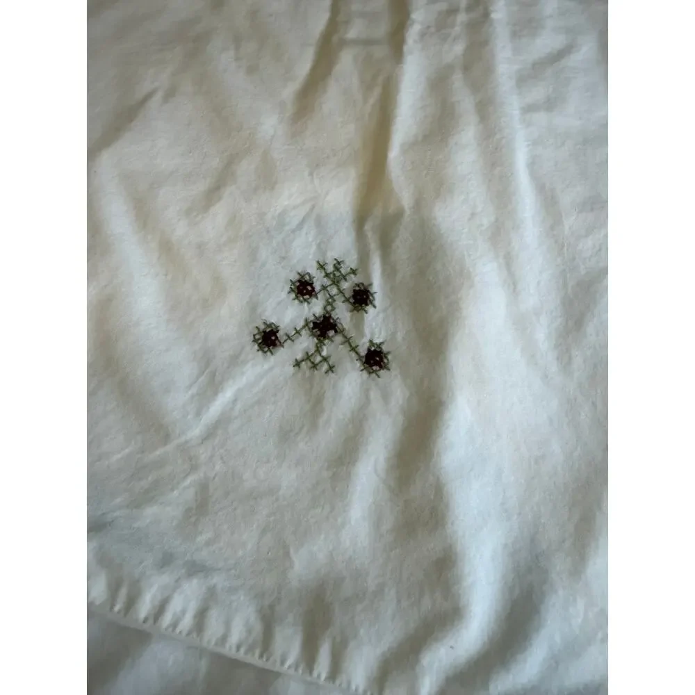 Two Vintage White European Pillow Shams Hemstitch & Embroidery